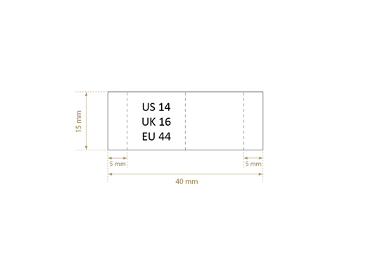 Size label for clothes Model TL-M166